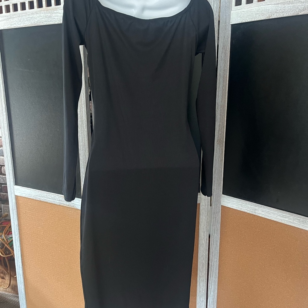 Boohoo Black Long Sleeve Sheath Dress - Picture 3 of 6